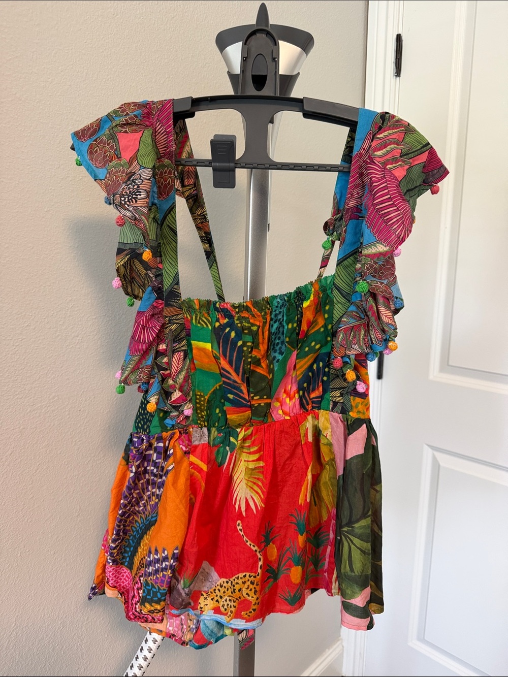 NWT FARM Rio Multicolor Tropical Ruffle Tank Top